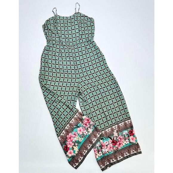 Farm Rio Green Floral Jumpsuit Size XL - Picture 2 of 8
